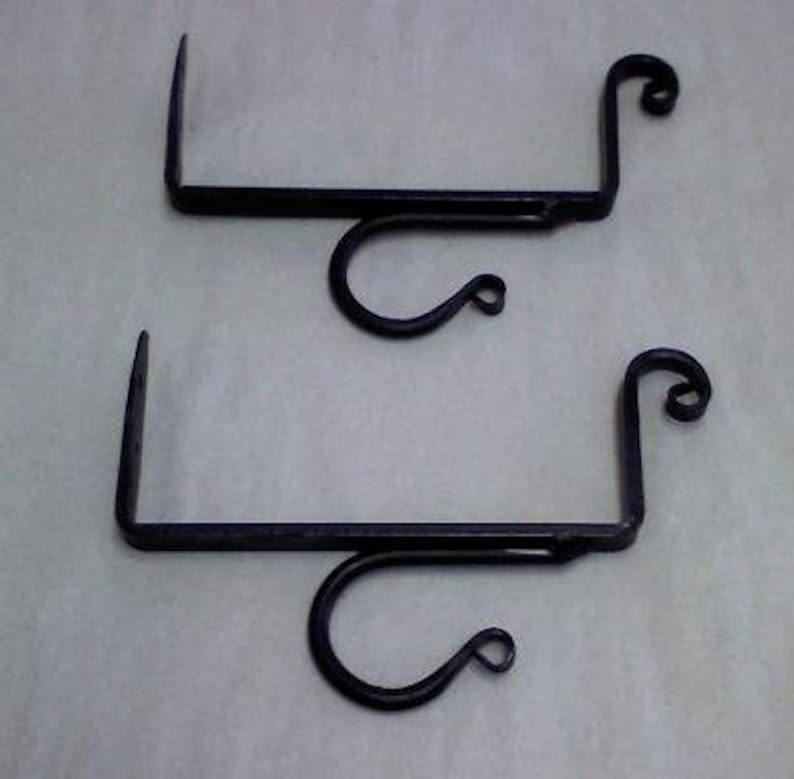 Amish Black Iron Shelf Curtain Brackets. Set of 2, Single or Double Rod, Hang your Curtains and Create a Shelf, Hand Made not Mass Produced image 1