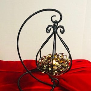 Small Iron Basket on Stand, Amish Iron Basket, Table Decor, Modern Farmhouse All Seasons, Mothers Day Gift, Teacher Gift image 1