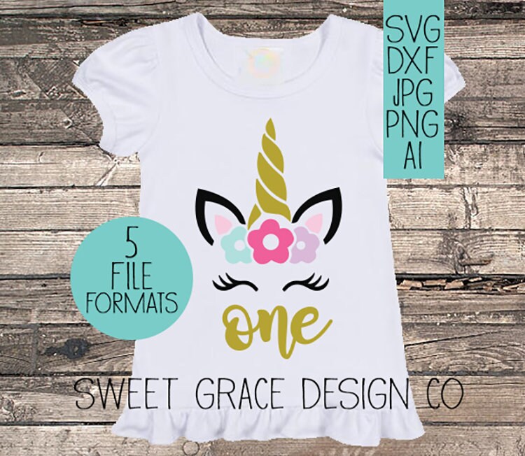 Download Unicorn One Year Old Birthday SVG 1 First Birthday Girl | Etsy