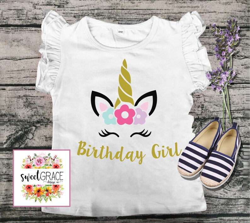 Download Cute Unicorn Birthday Girl Svg Design For Girl S Shirt Etsy
