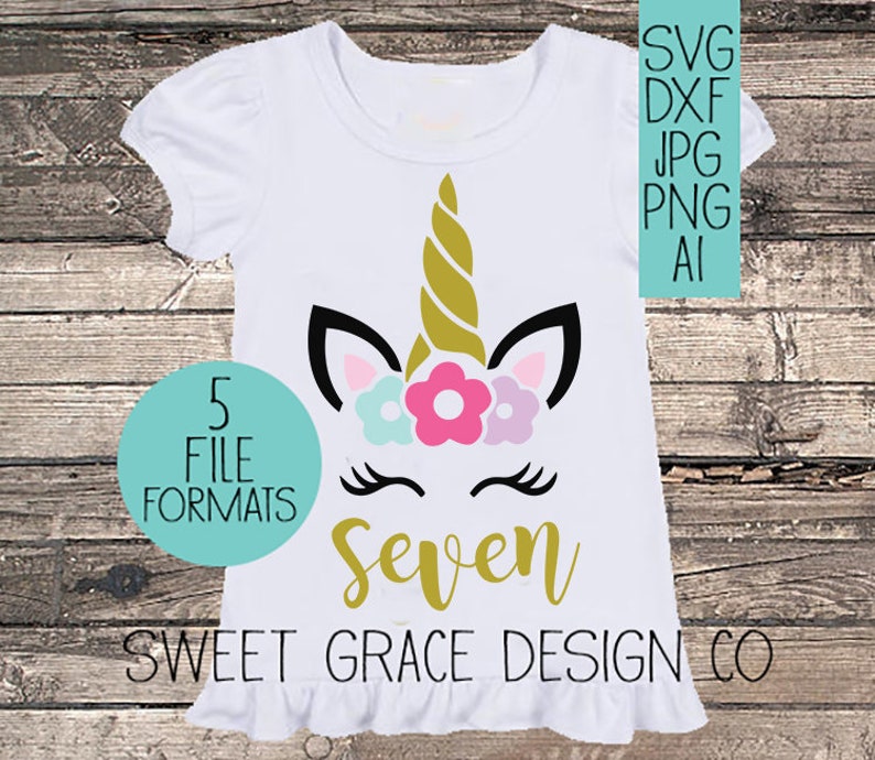Download Seven Year Old Unicorn SVG 7th Seventh Birthday SVG Girl ...