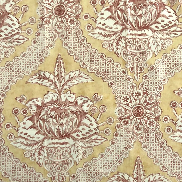 Schumacher Haddon Hall Damask Home Decor Fabric  - Beautiful Damask Design on Soft, Pliable Cotton - A Great Sample of Classic Design