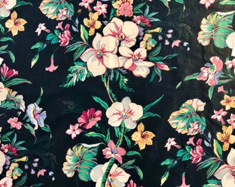 Vintage Duralee "Floral with Ivy" Glazed Chintz Home Decor Fabric - Colorful Floral Chintz to Compliment your Home