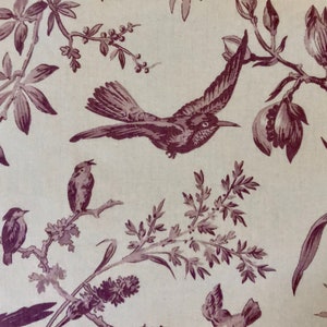 Gorgeous Gaston Y Daniela Flores Y Pajaros Flowers & Birds Home Decor Fabric in Dusky Wine Includes Free Shipping in US image 2