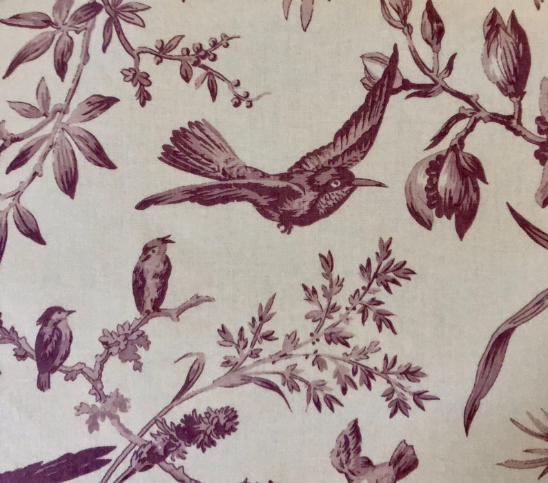 Gorgeous Gaston Y Daniela Flores Y Pajaros Flowers & Birds Home Decor Fabric in Dusky Wine Includes Free Shipping in US image 2