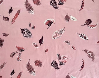 Vintage Feather Print Cotton Fabric, Cyrus Clark Polished Chintz