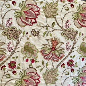 Colefax & Fowler's Baptista Silk Home Decor Fabric - Luxurious, Luminous, Embroidered Jacobean Design on Champagne Silk