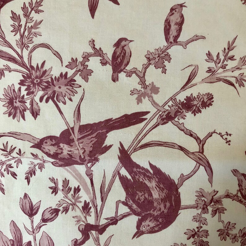 Gorgeous Gaston Y Daniela Flores Y Pajaros Flowers & Birds Home Decor Fabric in Dusky Wine Includes Free Shipping in US image 8