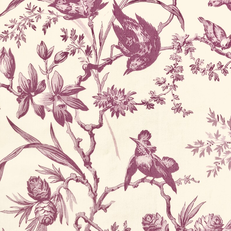 Gorgeous Gaston Y Daniela Flores Y Pajaros Flowers & Birds Home Decor Fabric in Dusky Wine Includes Free Shipping in US image 3