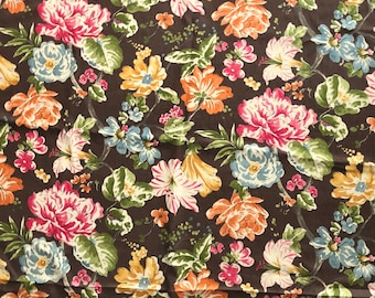 Tela de lino P/Kaufmann Le Jardin – Estampado floral llamativo, estilo tropical contemporáneo