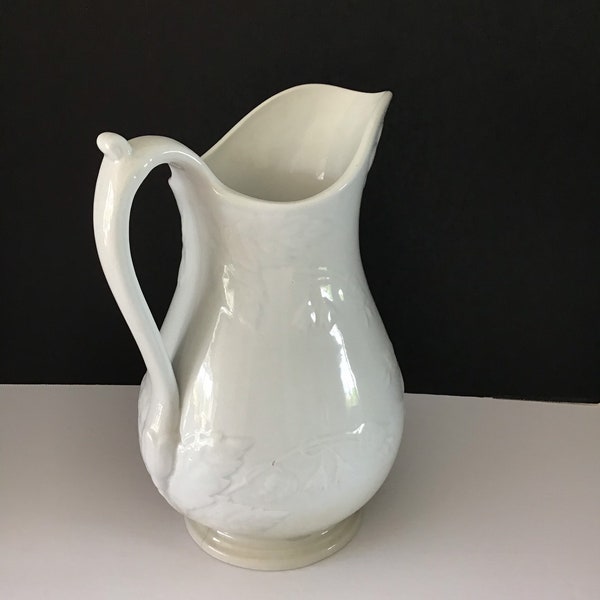 Antique J & G Meakin Large White Ironstone Pitcher