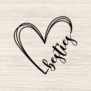 Besties Corazón SVG Besties Svg Mejores Amigos SVG Amistad Svg Png Jpeg Dxf archivos cortados / N205