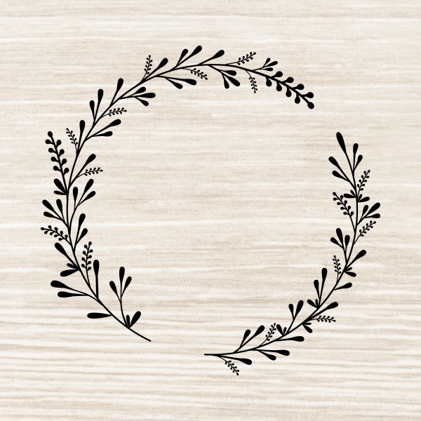 Wreath frame svg Wreath svg Leaves frame svg png Circle frame svg floral wreath svg wedding wreath sv, png dxf jpeg | B28-6