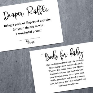 Insertion d'invitation de baby shower, carte de demande de livre, insert imprimable de ticket de tombola de couches, livres pour bébé, téléchargement immédiat (v32s2)