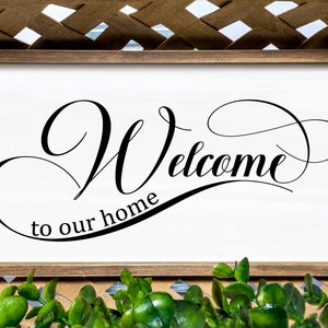 Bienvenue SVG Panneau de bienvenue SVG Bienvenue dans notre maison SVG Téléchargement numérique Cricut Silhouette svg dxf png jpeg fichiers coupés | H6