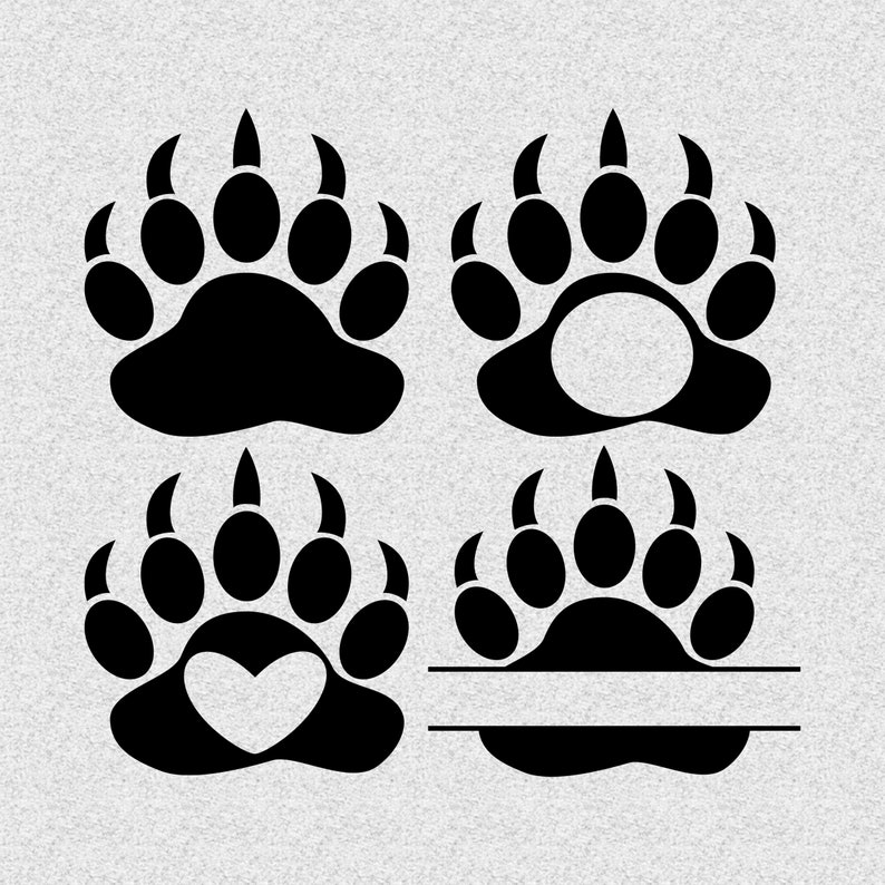 Bear Paw Print SVG PNG for Cricut Bear Paw Cut Files Bear Paw Etsy