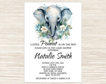 Baby Shower Invitation boy elephant Editable baby shower invitation boy | C1V