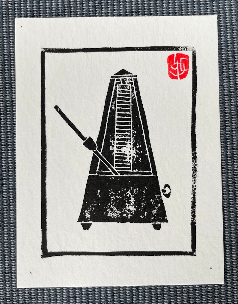 Metronome, Linocut Print - Etsy