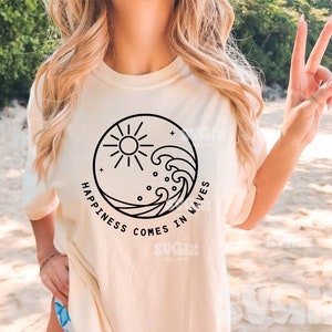 Happiness comes in waves svg vacay vibe cricut cut svg files summer sublimation png wave svg beach sea sun shirt design svg