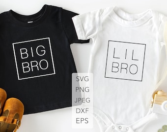 Big Bro Little Bro SVG, Big Brother Little Brother SVG, Matching shirts png Cutting Files for Cricut and Silhouette