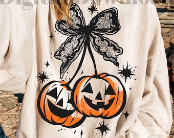 Cherries Pumpkin Png, Pumpkin Season Png, Fall Vibes Png, Fall Coquette Bow, Coquette Fall Png, Halloween Girly Png, Fall Lace PNG by SVGix