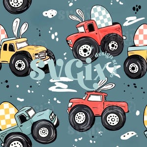 Easter Truck Seamless Easter Boys File Seamless  Repeating Pattern for Fabric Sublimation Scrapbooking Digital Print by SVGix
