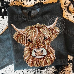 Highland PNG, Cowgirl PNG, Western sublimation, sequin Highland PNG, cow lover png
