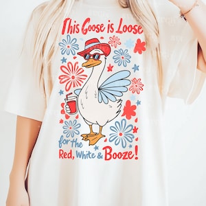 4.º ganso PNG, rojo blanco borracho PNG, este ganso está suelto SVG, 4 de julio PNG, diseño de camiseta patriótica de SVGix imagen 7
