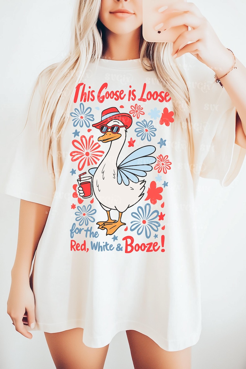 4.º ganso PNG, rojo blanco borracho PNG, este ganso está suelto SVG, 4 de julio PNG, diseño de camiseta patriótica de SVGix imagen 7