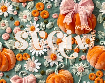 Pumpkin Seamless,  Fall Seamless, Coquette Fall Print Digital Paper Download Background by SVGix
