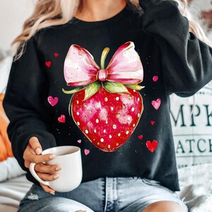 Vday ストロベリー PNG 赤のキュートなコケット ストロベリー Vday ブラシストローク グリッター ガーリー バレンタイン デザイン シャツ用 (SVGix 作成)