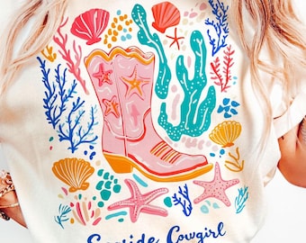 Boho Seaside PNG, Seaside Cowgirl PNG, Coastal Cowgirl PNG, Fischer Ästhetik, Sommer Küstenmeer Clipart Shirt Design von SVGix