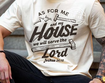 We will Serve the Lord PNG, Joshua 24:25 png, Christian Man PNG, Mens shirt png ,Armor of God png, Fathers Day png, Bible verse png by SVGix