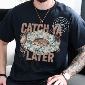 Nos vemos luego (Png), camiseta de pescador (Png), pescador (Png), papá pescando (Png), pez camuflaje (Png), pez divertido (Png), archivos de diseño, diseño de parche de camuflaje