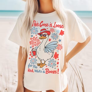 4.º ganso PNG, rojo blanco borracho PNG, este ganso está suelto SVG, 4 de julio PNG, diseño de camiseta patriótica de SVGix imagen 3
