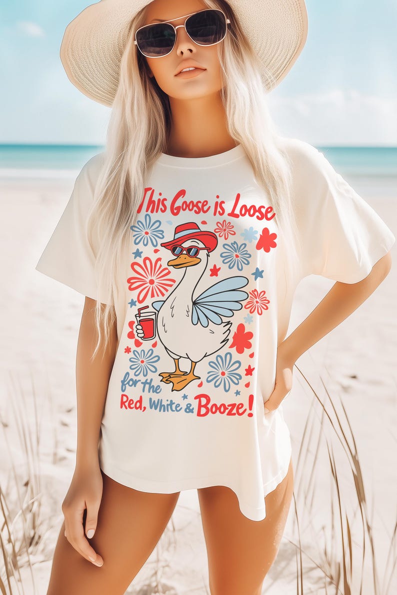4.º ganso PNG, rojo blanco borracho PNG, este ganso está suelto SVG, 4 de julio PNG, diseño de camiseta patriótica de SVGix imagen 3