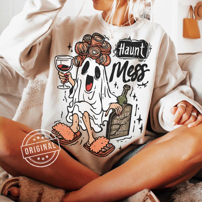Funny Halloween PNG SVG, Ghost Halloween, Haunt Mess png, Spooky Season PNG, Halloween Vibes png, Retro Halloween png by SVGix image 5