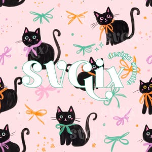 Black Cats Seamless, Halloween Seamless, Black Cat Pattern, Seamless Cat Pattern, Cute Cat Pattern,  Halloween Black Cat, Scrapbooking Paper