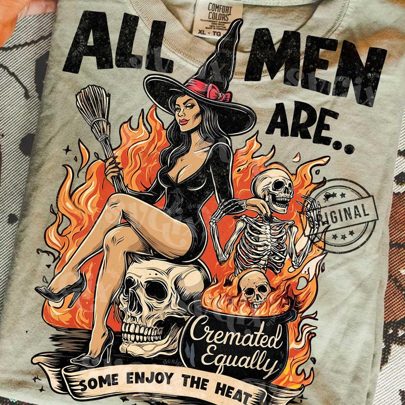 All Men Cremated png, Feminist Witch Png, Funny Spooky Png, Funny Halloween Png, Spooky Girl Png, Cremated Men Png by SVGix image 3