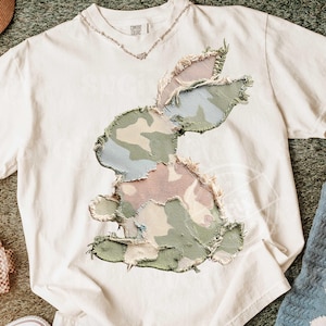 Camouflage Bunny PNG, Camo Easter Png, Bunny Faux Patchwork png, bunny camo png