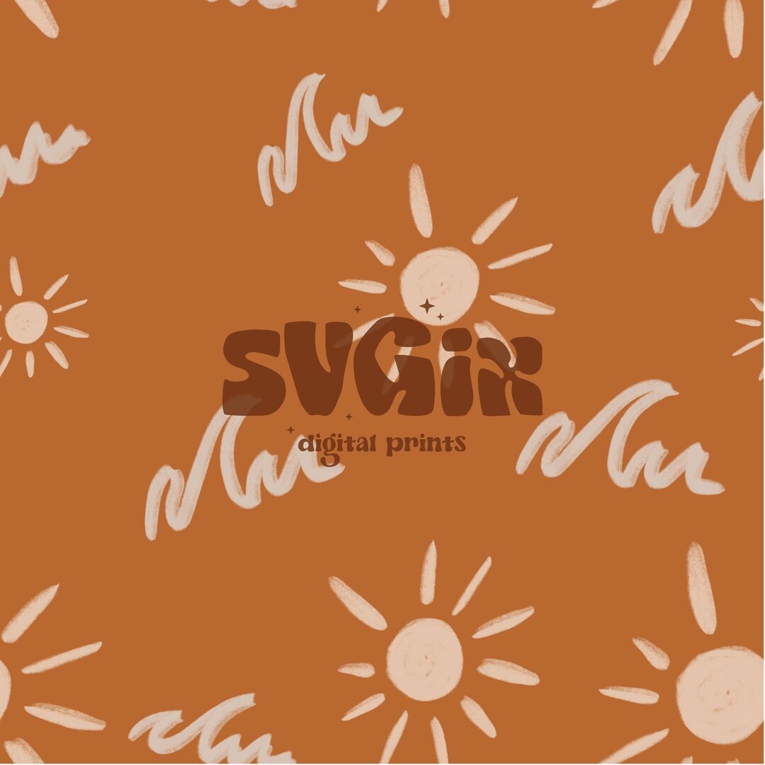 Seamless Pattern Summer Boho Beach Sun Waves Seamless Pattern File for ...