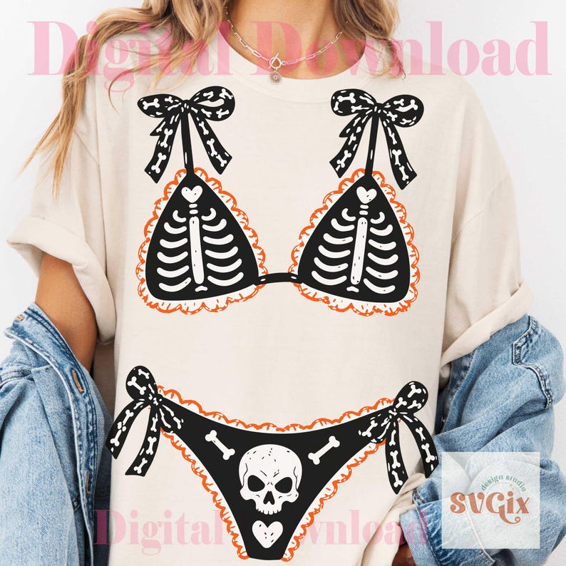 Summerween png, Squelette d'été PNG, Spooky Summer png, Bikini Halloween png image 4