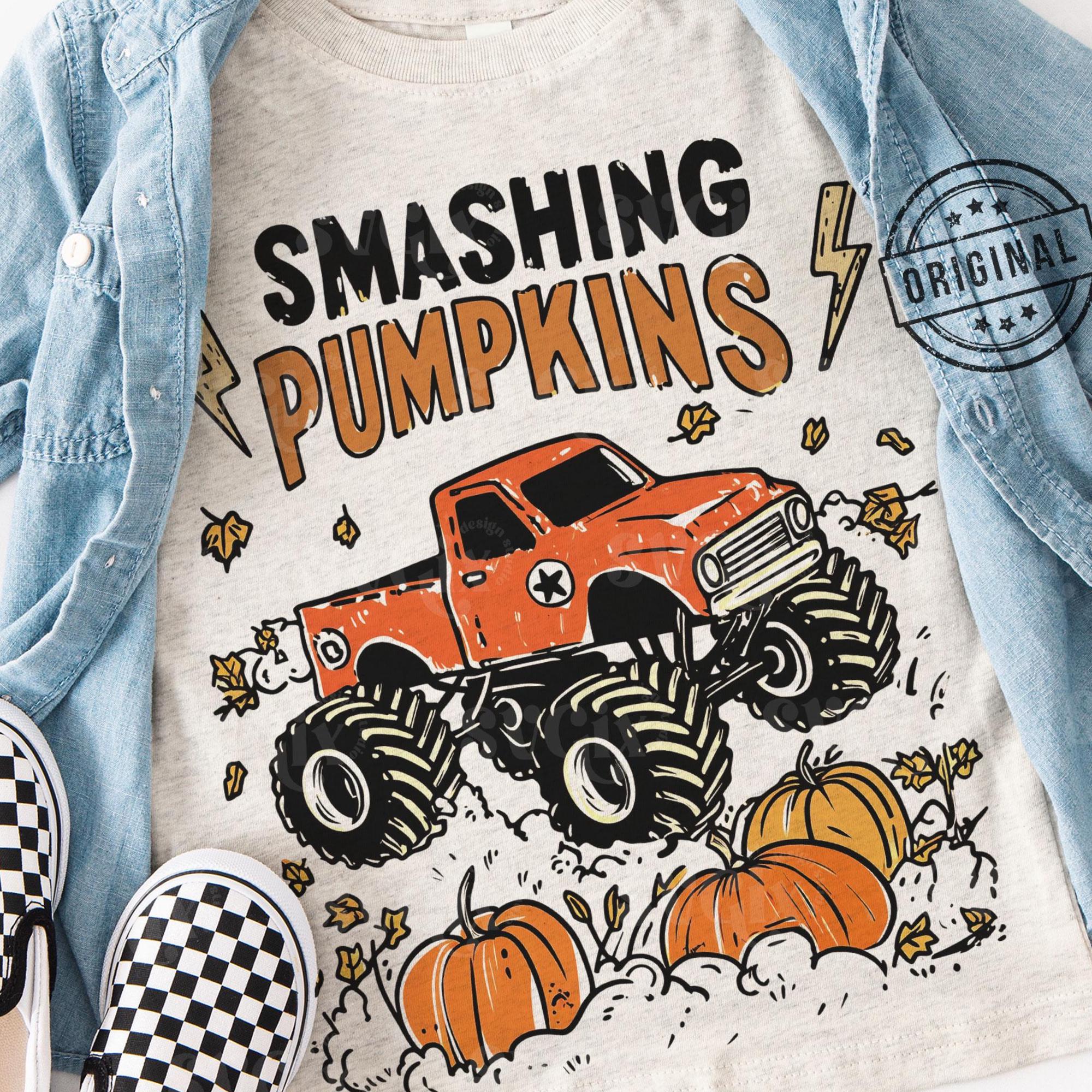 Boy Fall PNG, Boy Autumn PNG, Thanksgiving Boy png, Pumpkin truck, Pumpkin Smasher, Pumpkin truck PNG, Monster truck Fall by SVGix