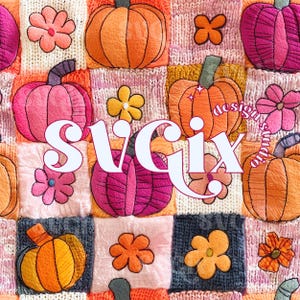 Herbst Kürbisse stricken Patchwork Musterdesign von SVGix - Herbst Digital Papier - Instant Download