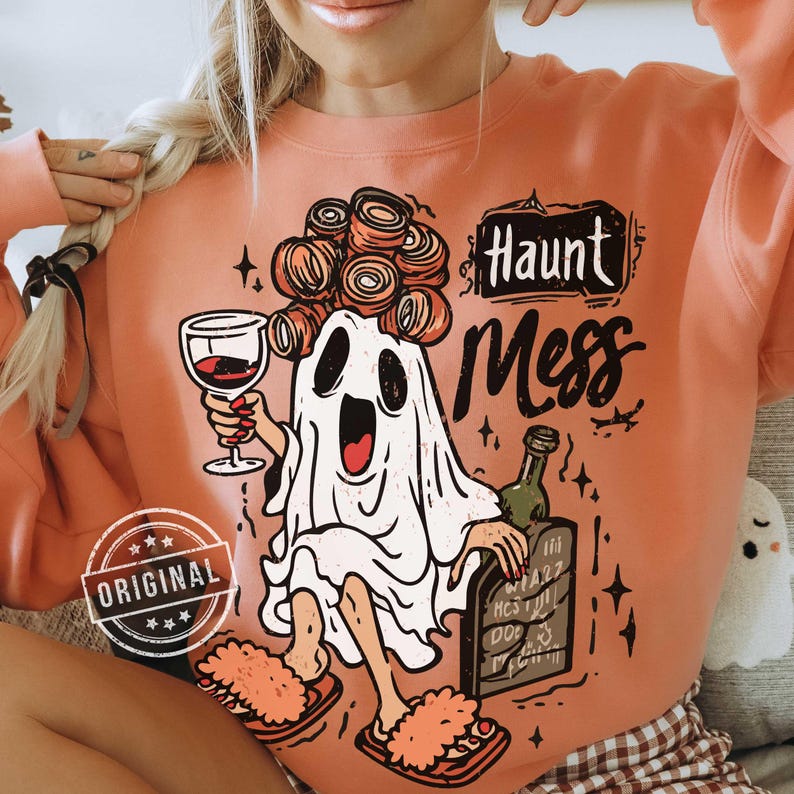 Funny Halloween PNG SVG, Ghost Halloween, Haunt Mess png, Spooky Season PNG, Halloween Vibes png, Retro Halloween png by SVGix image 6