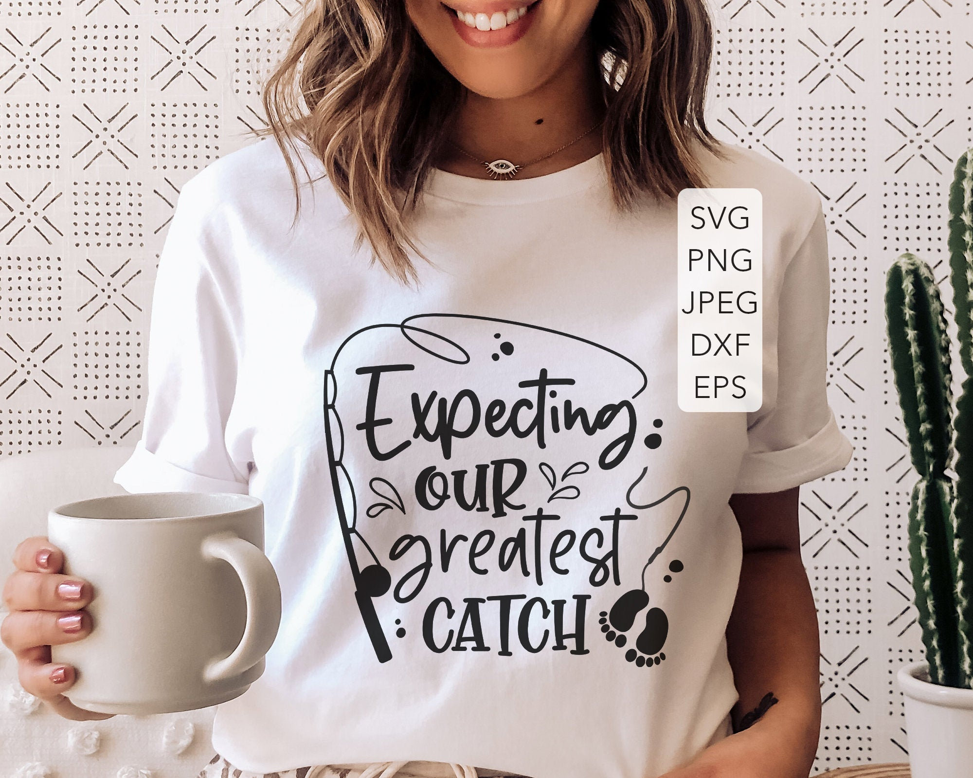 Expecting our greatest catch SVG, Pregnancy announcement fall SVG, Pregnancy reveal shirts svg, Cricut Silhouette Cameo Eps Png Pdf Cut File