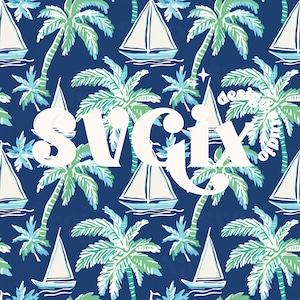 Küsten Junge nahtlose Junge Sommer nahtlose Boote Palme-Wiederholungsmuster für Stoff Sublimation Scrapbooking Digitaldruck von SVGix