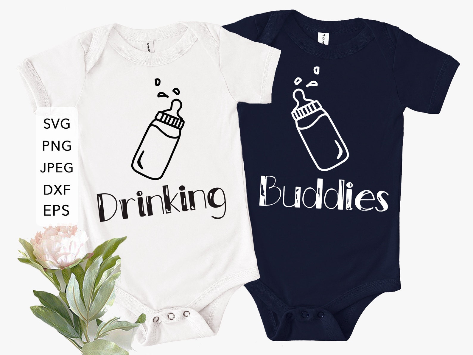 Svg Twins Onesie Drinking Buddies SVG Cutting Files for | Etsy