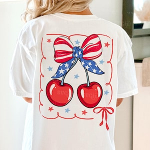 « Cerise du 4 juillet PNG, Cherry Coquette PNG, FOJ Cherry Design, Design de chemise patriotique à la mode » par SVGix