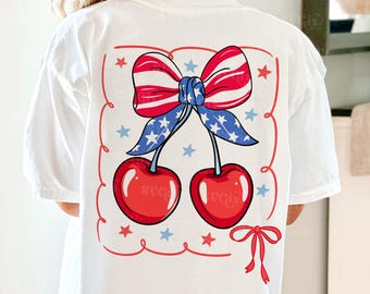 4th July Cherry PNG, Cherry Coquette PNG, FOJ Cherry Design, Trendy Patriotic Shirt Design by SVGix